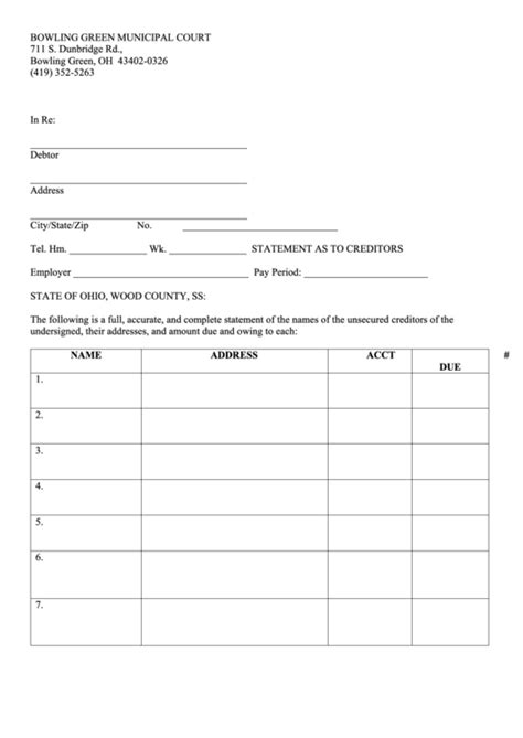 Bowling Green Municipal Court Form printable pdf download