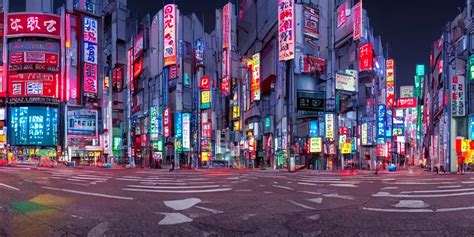 HDRI panorama, Tokyo at night, neon lights, street | Stable Diffusion