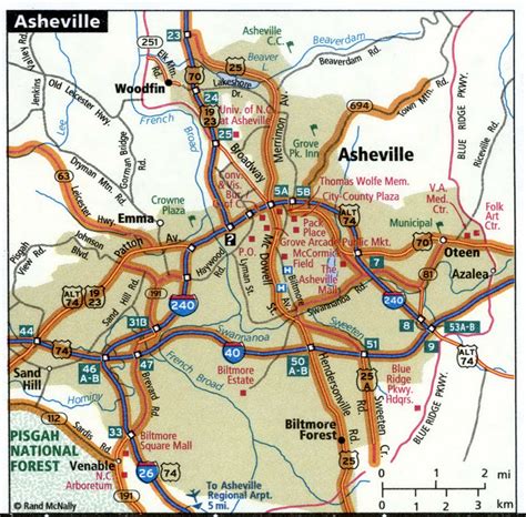 Asheville city road map for truck drivers toll free highways map - usa