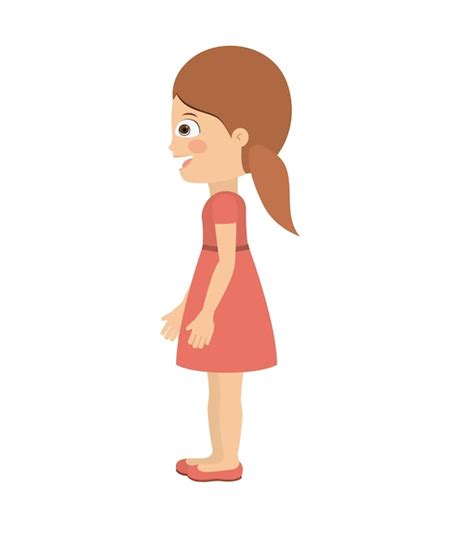 Premium Vector | Girl standing looking aside isolated icon design