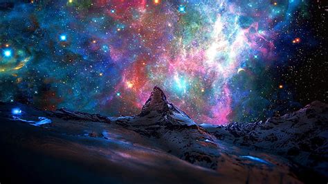 Matterhorn y una galaxia - Arte de fantasía. Estudio fondo de pantalla ...