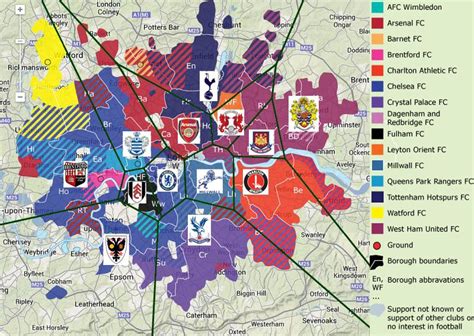 London football clubs map - London football teams map (England)