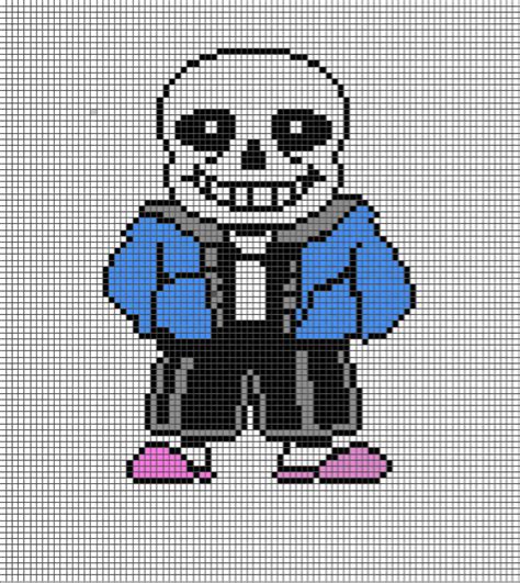 A pixel art grid for Sans the skeleton from Undertale in colour ...