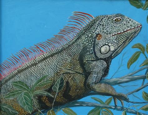 Green Iguana original acrylic painting Reptile art Iguana | Etsy ...