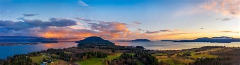 Moonrise Over Lummi Island | Aerial panoramic view of Lummi … | Flickr