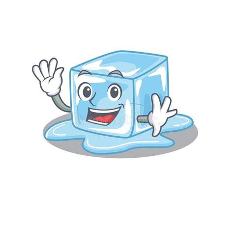 Waving Friendly Ice Cube Cartoon Character Design Stock Vector ...