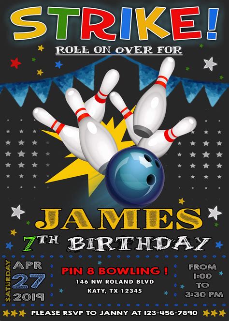 Bowling Party Birthday Invitation - oscarsitosroom | Bowling birthday ...