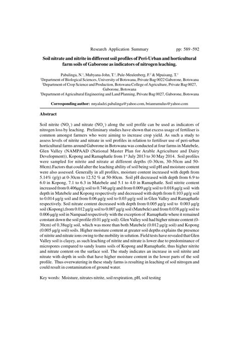 (PDF) Soil nitrate and nitrite in different soil profiles of Peri-Urban ...