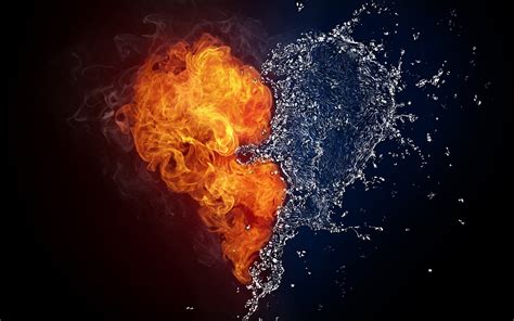 Fire Water Heart Art Wallpaper,HD Artist Wallpapers,4k Wallpapers ...