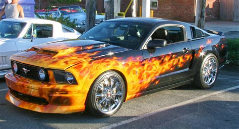 Ford mustang with flames