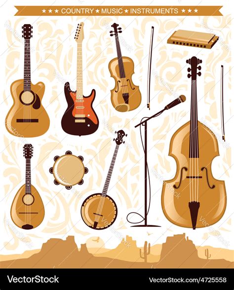 Country music instruments for design Royalty Free Vector