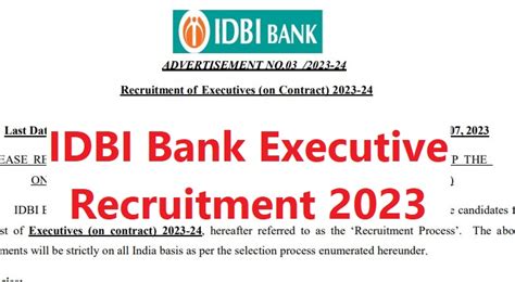 IDBI Bank Executive Recruitment 2023 - All City Job