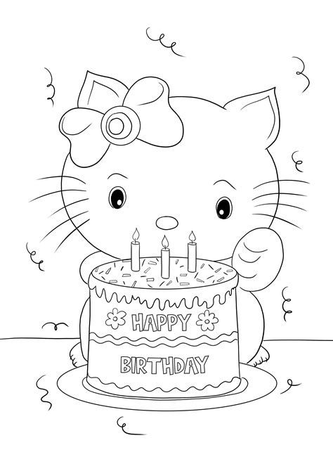 Hello Kitty Birthday Coloring Pages Printable Coloring Pages