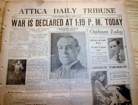 1917 display headline newspaper US declares WAR on GERMANY & enters ...