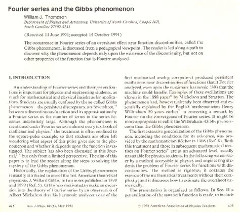 (PDF) Fourier series and the Gibbs phenomenon | Roberto Del Rio ...