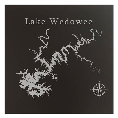 Lake Wedowee RL Harris Map 24x24" Black Metal Wall Art Office Decor ...