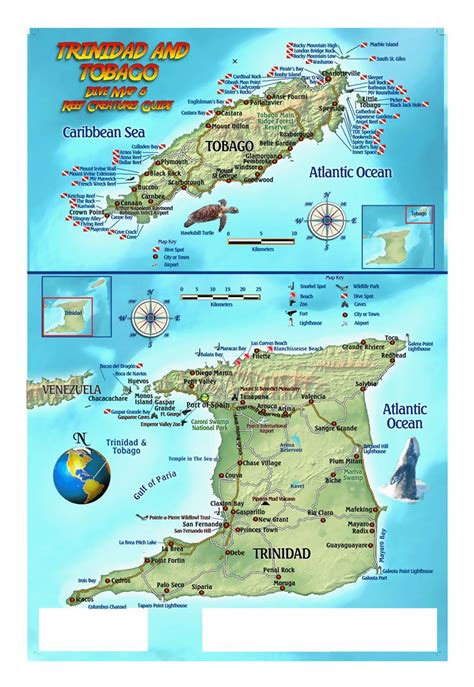 Detailed dive map of Trinidad and Tobago | Trinidad and Tobago | North ...