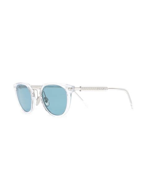 Prada Eyewear round-frame blue-tinted Sunglasses | White | FARFETCH