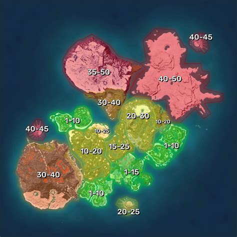 Palworld map of recommended area levels | Rock Paper Shotgun