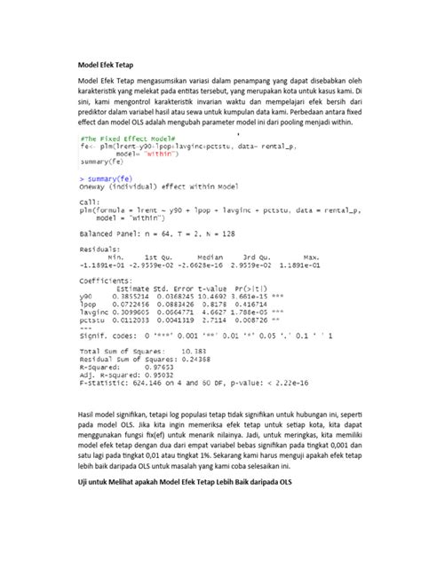 The Fixed Effect Model | PDF