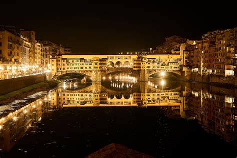 Ponte Vecchio "Old Bridge" by night. Florence Italy. : travel