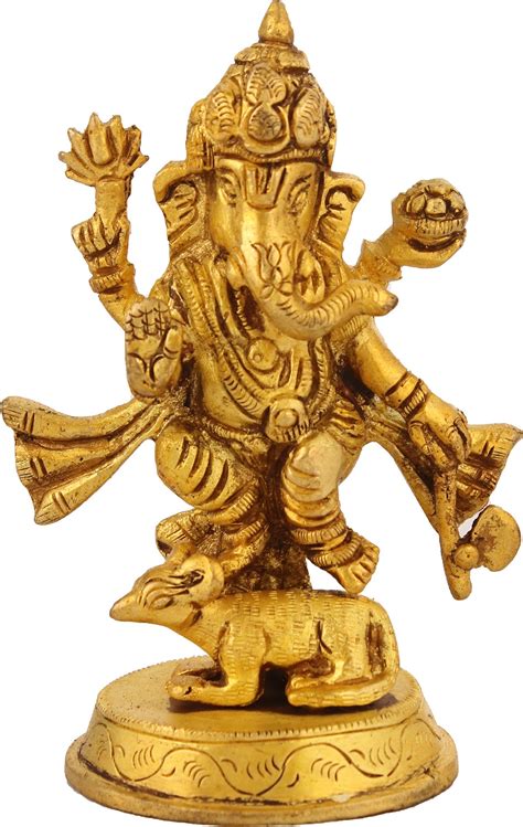 Ganesha Dances On The Back Of His Vahana, The Mouse | Exotic India Art