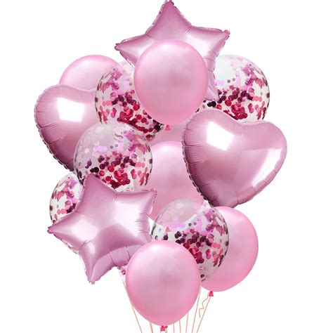 Pink Party Decoration Supplies, Pink Balloon Set with Confetti Latex ...