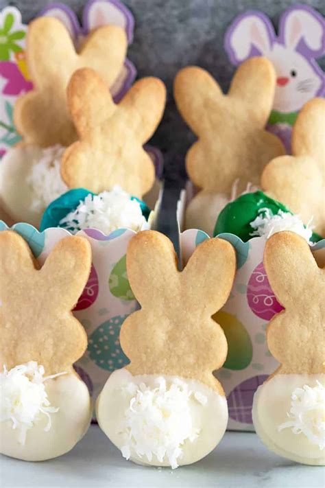 Easter Bunny Cookies with Fluffy Tails Easy Shortbread Easter Bunny Cookies