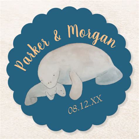 Ocean Animal Manatee Baby Shower Paper Coaster | Zazzle