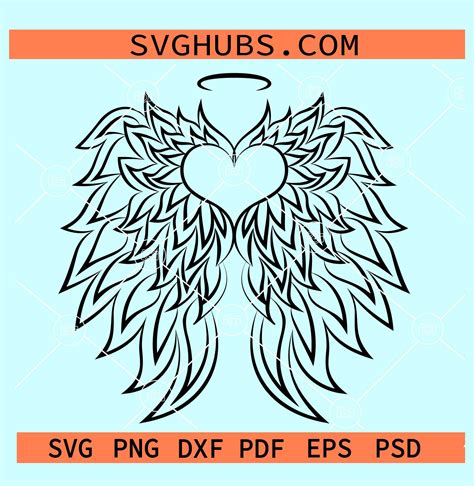 Angel Wings Svg Heart With Wings Svg Angel Svg Wings Svg Memorial ...