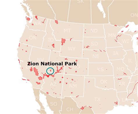 Zion National Park Trail and Elevation Map