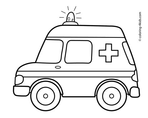 Ambulance car transportation coloring pages for kids printable free ...