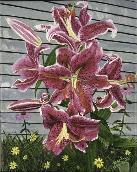 Stargazer Lily Painting by Gail Darnell