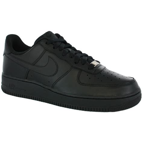 Nike Airforce 1 Low Black leather Trainers Shoes