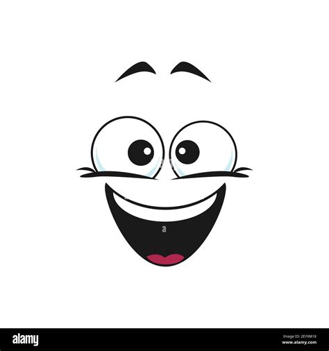 Happy cartoon face isolated vector icon, wide smile facial emoji. Funny ...