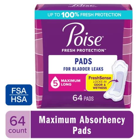 Poise Incontinence Pads for Women, 5 Drop Maximum Absorbency, 64 count ...