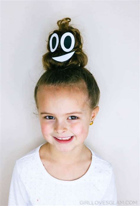 Poop Emoji Hairstyle for Crazy Hair Day - Girl Loves Glam