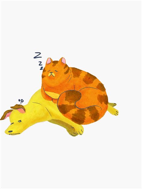 "Garfield and Odie sleeping together" Sticker for Sale by Dreambob ...