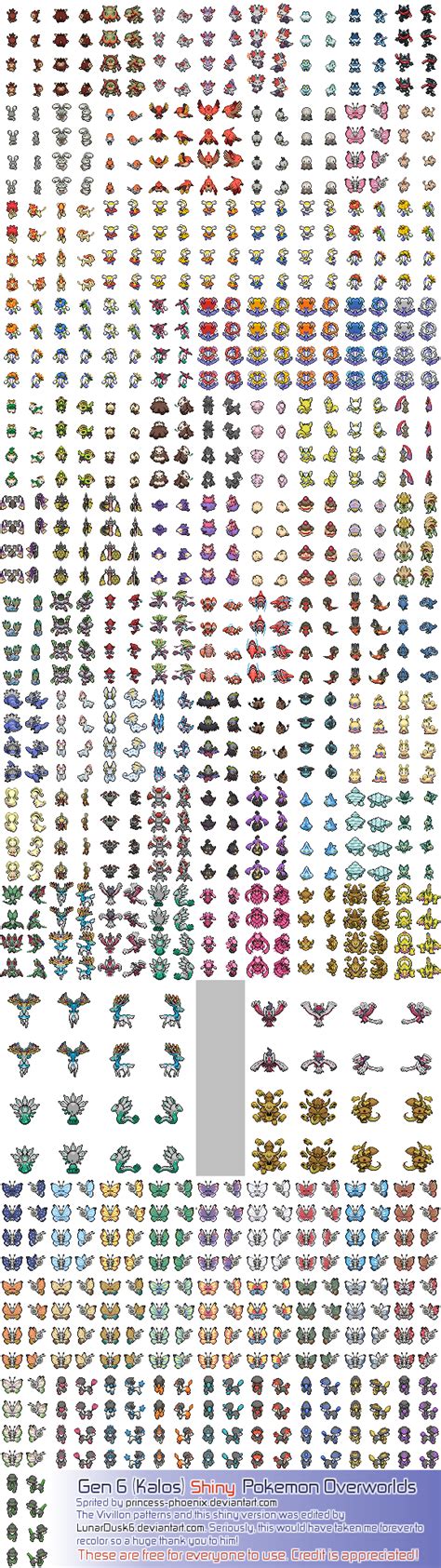 SHINY Gen 6 (Kalos) Pokemon Overworld Sprites by princess-phoenix on ...