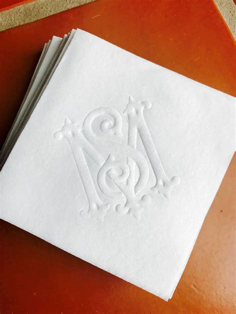 Embossed Napkins, Interlocking Monogram, Monogrammed Linen Like ...