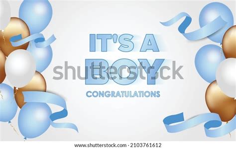 Baby Shower Boy Congratulations Balloons Blue Stock Vector (Royalty ...