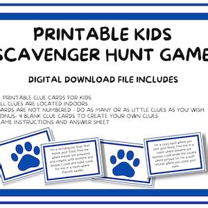 PRINTABLE Scavenger Hunt Games for Kids, Blues Clues Inspired Clue Game ...