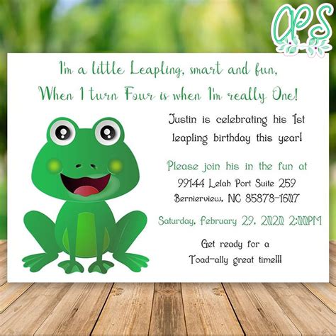 Editable Leapling Leap Year 1st Birthday Invitation DIY ...