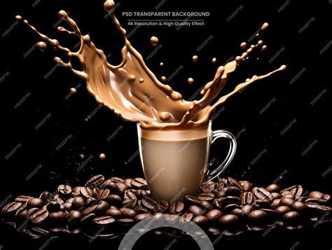 Premium PSD | Splash coffee isolated on Transparent background