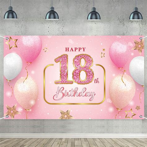 Buy 18th Birthday Backdrop, Happy 18th Birthday Decorations for Girls ...