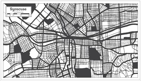 Syracuse USA City Map in Black and White Color in Retro Style. Outline ...