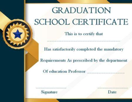 School Graduation Certificate Sample | Graduation certificate template ...