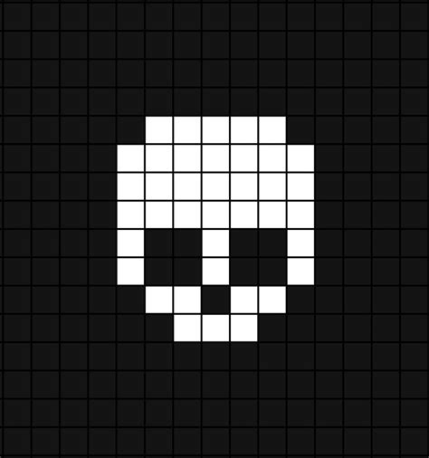 Skull (without jaw) Pixel Art in 2023 | Easy pixel art, Pixel art ...