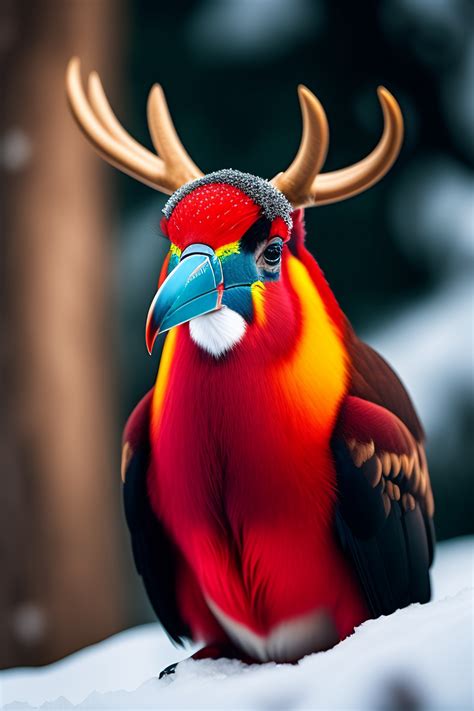 Lexica - Reindeer with a red toucan s beak