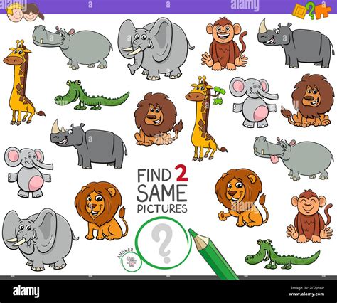 find two same wild animals game for kids Stock Photo - Alamy